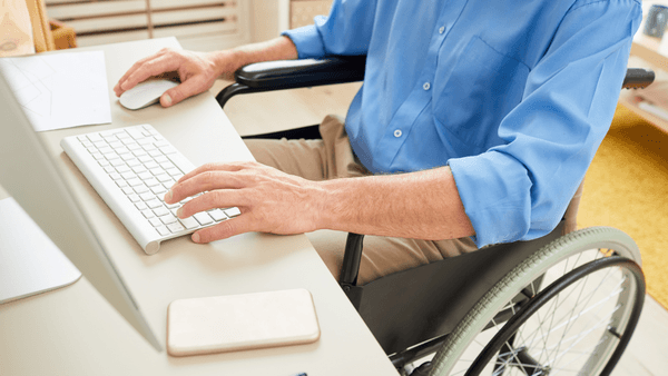 Blind man using a computer